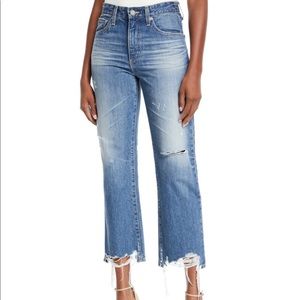 AG Rhett Distressed High-Rise Straight-Leg Jeans